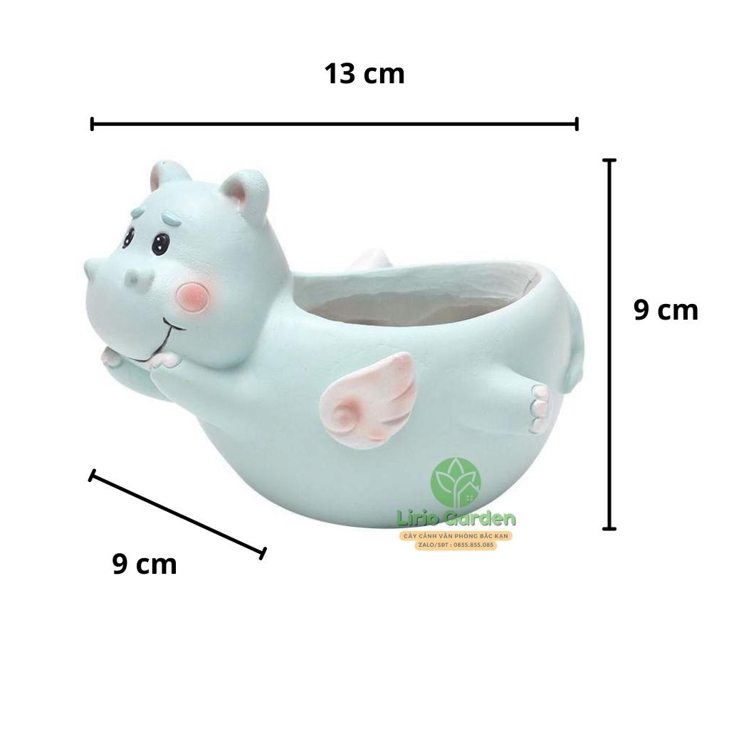 Chậu Cây Hình Hà Mã Có Cánh