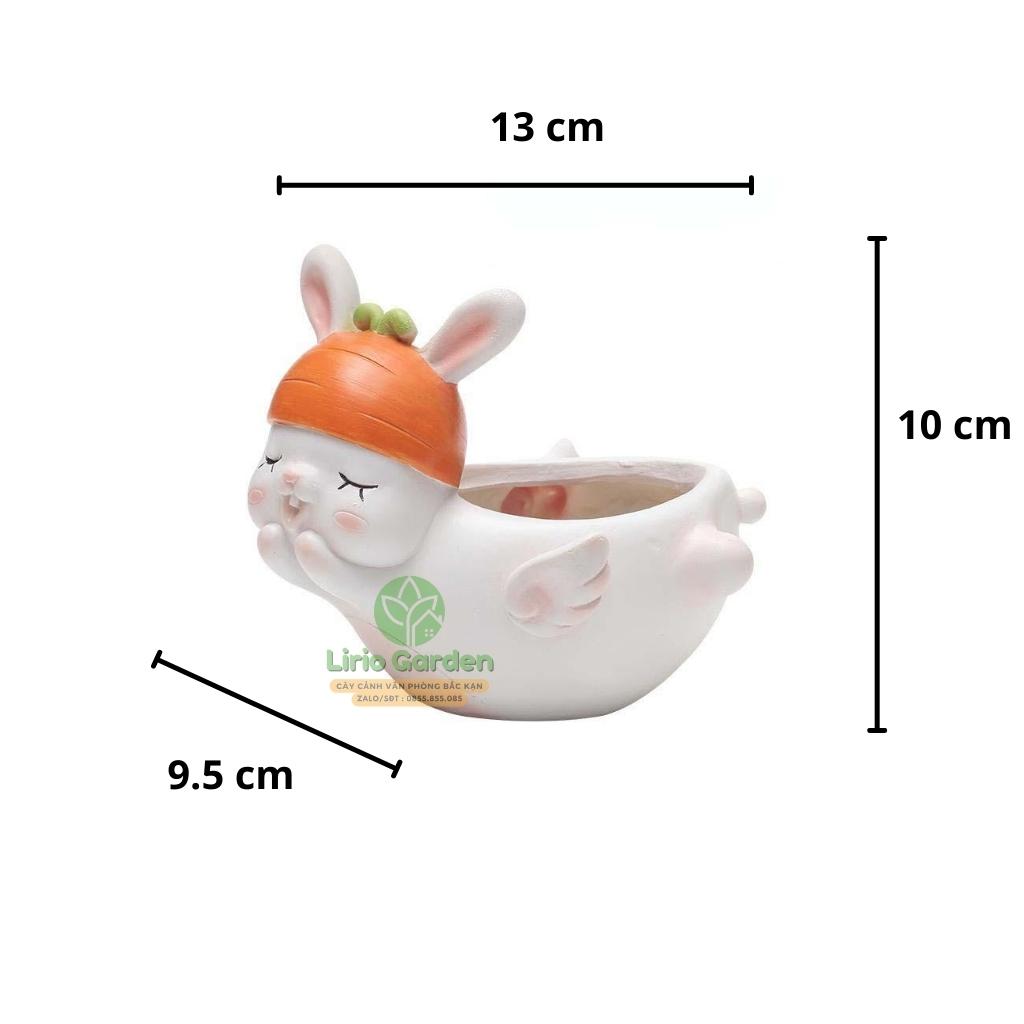 Chậu Cây Hình Thỏ Trắng Có Cánh