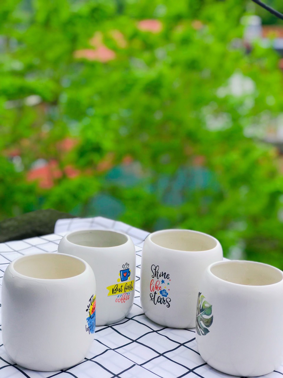 Chậu Trụ Bo S2 Trắng In